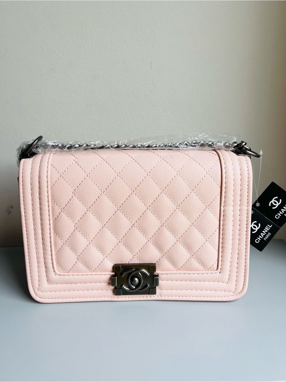 Chanel Baby Pink Quilted Leather Crossbody Bag